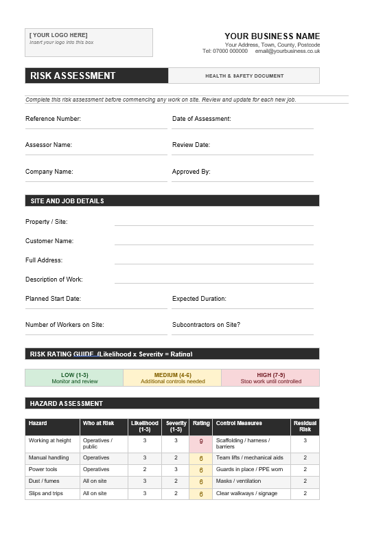 Lexi's Risk Assessment Template